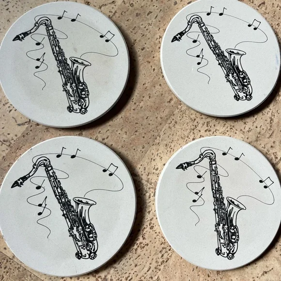 Set of 4 NIB CoasterStone Saxophone coasters - Picture 1 of 3